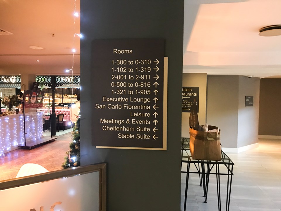 Delta Marriott Hotel Altrincham Foamex Panel Directional Sign Wall Fix