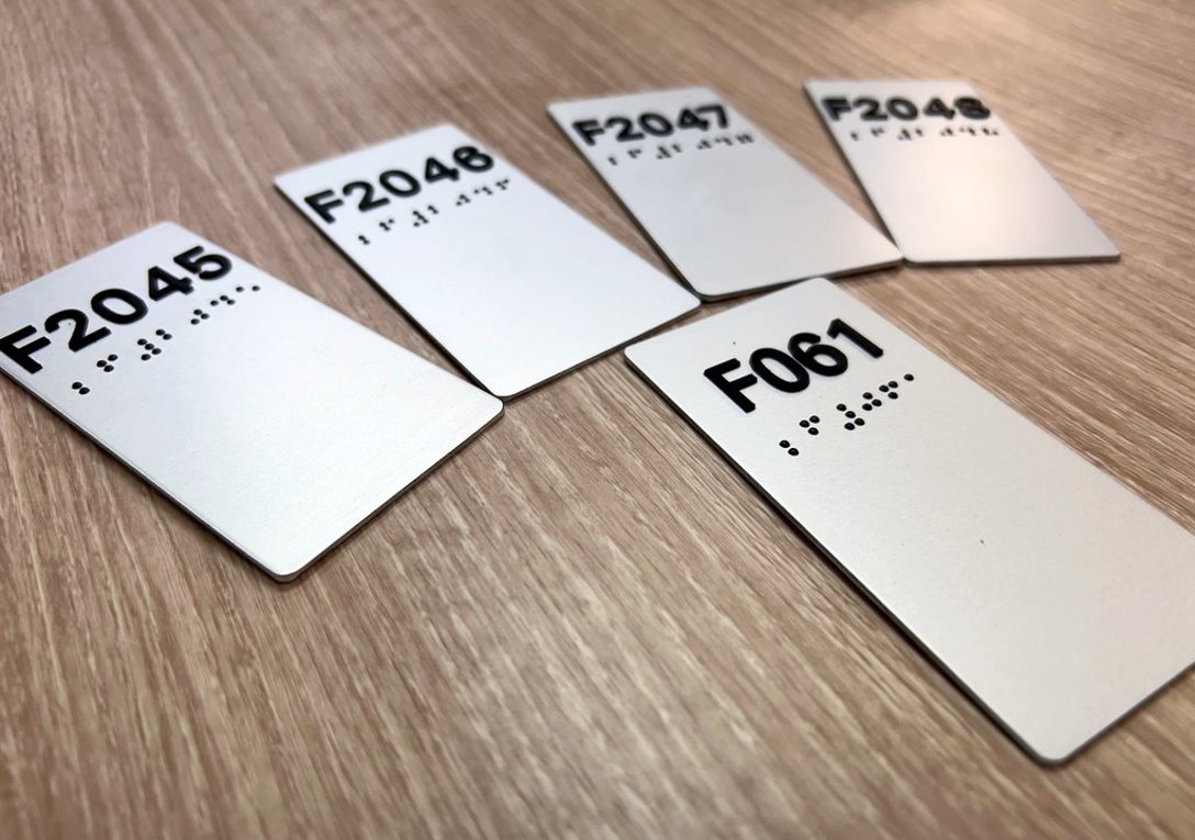 Printed Alumimium Locker Number Signs With Braille & Tactile
