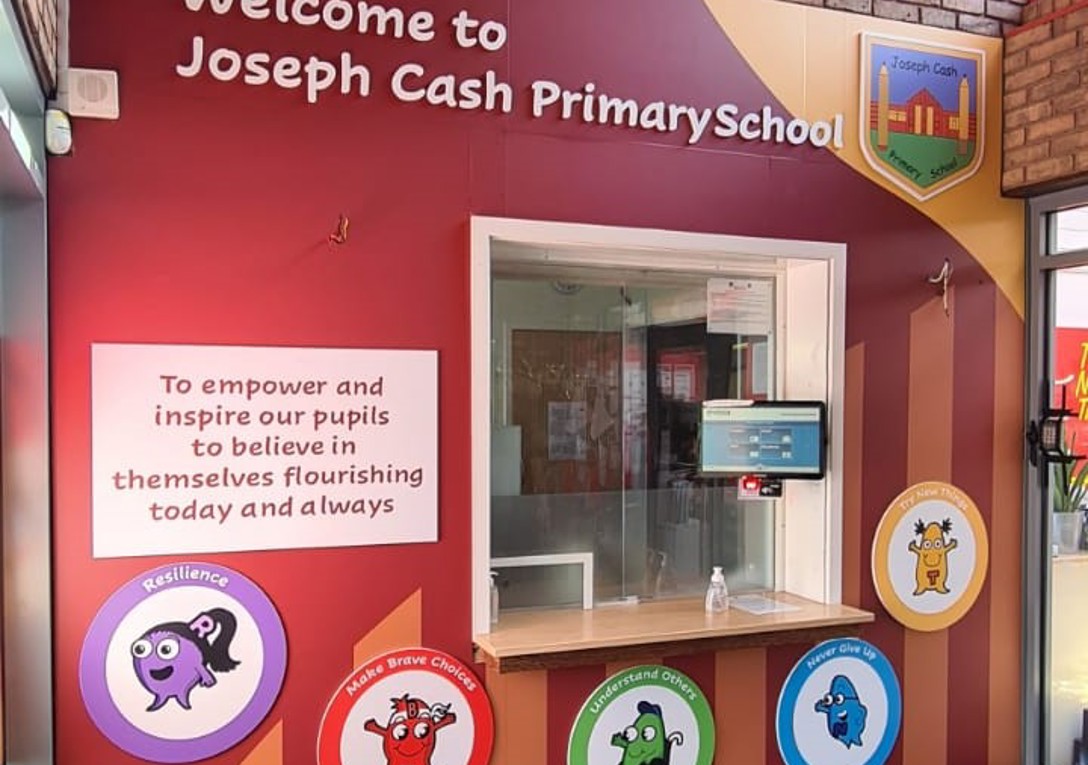 New reception area graphics for Joseph Cash School Coventry