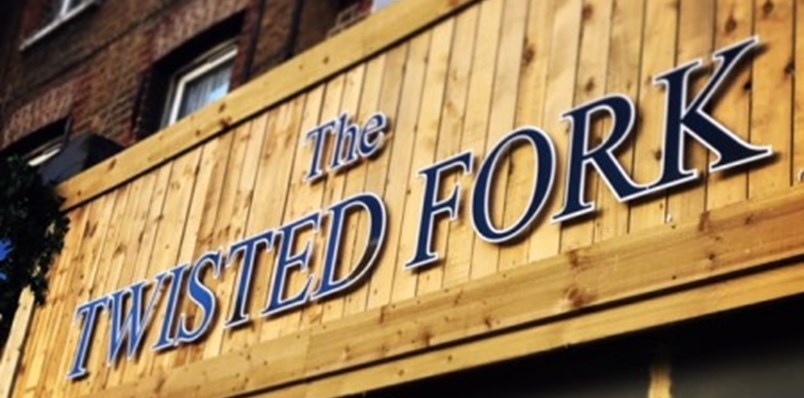 Acrylic Lettering On Locators Supplied For The Twisted Fork In North London By Signs Express Harlow