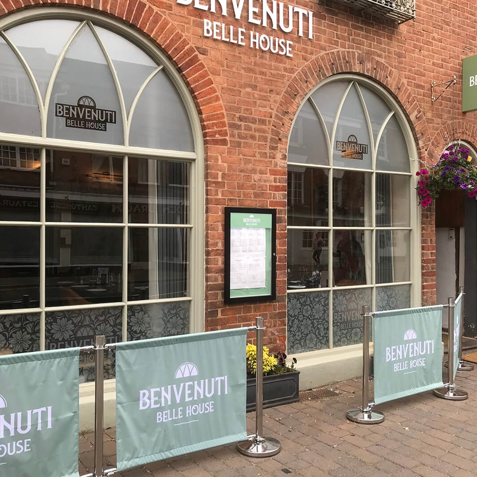 Benvenuti Cafe Barriers And Restaurant Signs By Signs Express Worcester