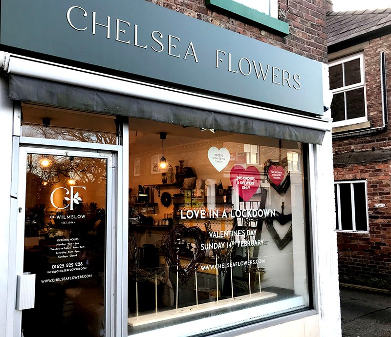 Tray Sign And Window Graphics For Chelsea Flowers Wilmslow By Signs Express Macclesfield