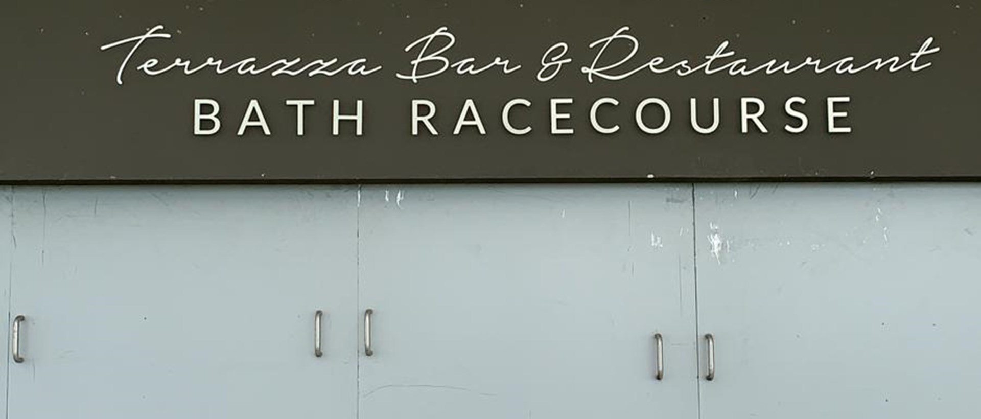 Bath Racecourse Bottega White & Gold Flat Cut Acrylic Letters On Stand Off Locators (Bath)