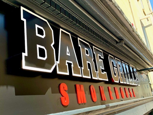 Bare Grills Smokehouse Restaurant Signage In Bath
