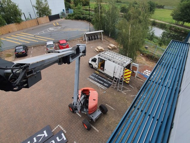 A Birds Eye View High Level Sign Installation In Enfield By Signs Express Harlow