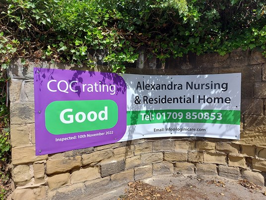CQC Exterior Banner Alexandra Nursing & Residential Home Signs Express Sheffield
