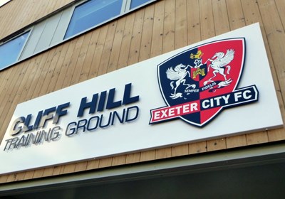 Tray Sign With Digital Printed Graphics, Stand Off Acrylic Letters & Club Crest For Exeter City Football Club By Signs Express (Exeter)