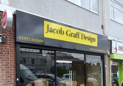 Shop Sign For Jacob Graff Design In Cheshunt By Signs Express Harlow
