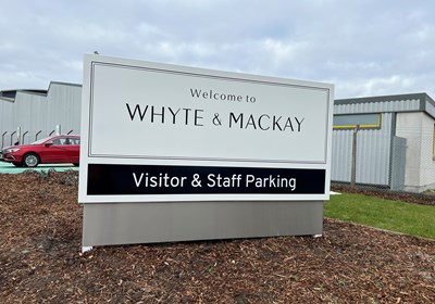 Whyte & Mackay Grangemouth, large monolith entrance sign