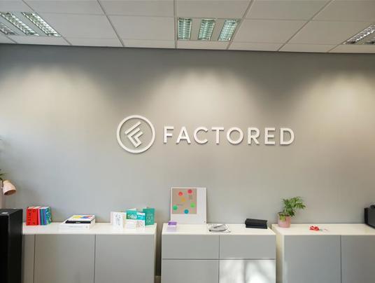 Office branding - Acrylic logo and text on an office wall